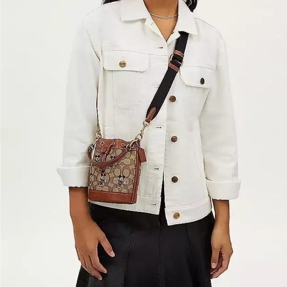 NWT Disney X Coach Mini Dempsey Bucket Bag With Mickey Mouse CN499